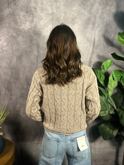 Washed Brown Cut Edge Sweater