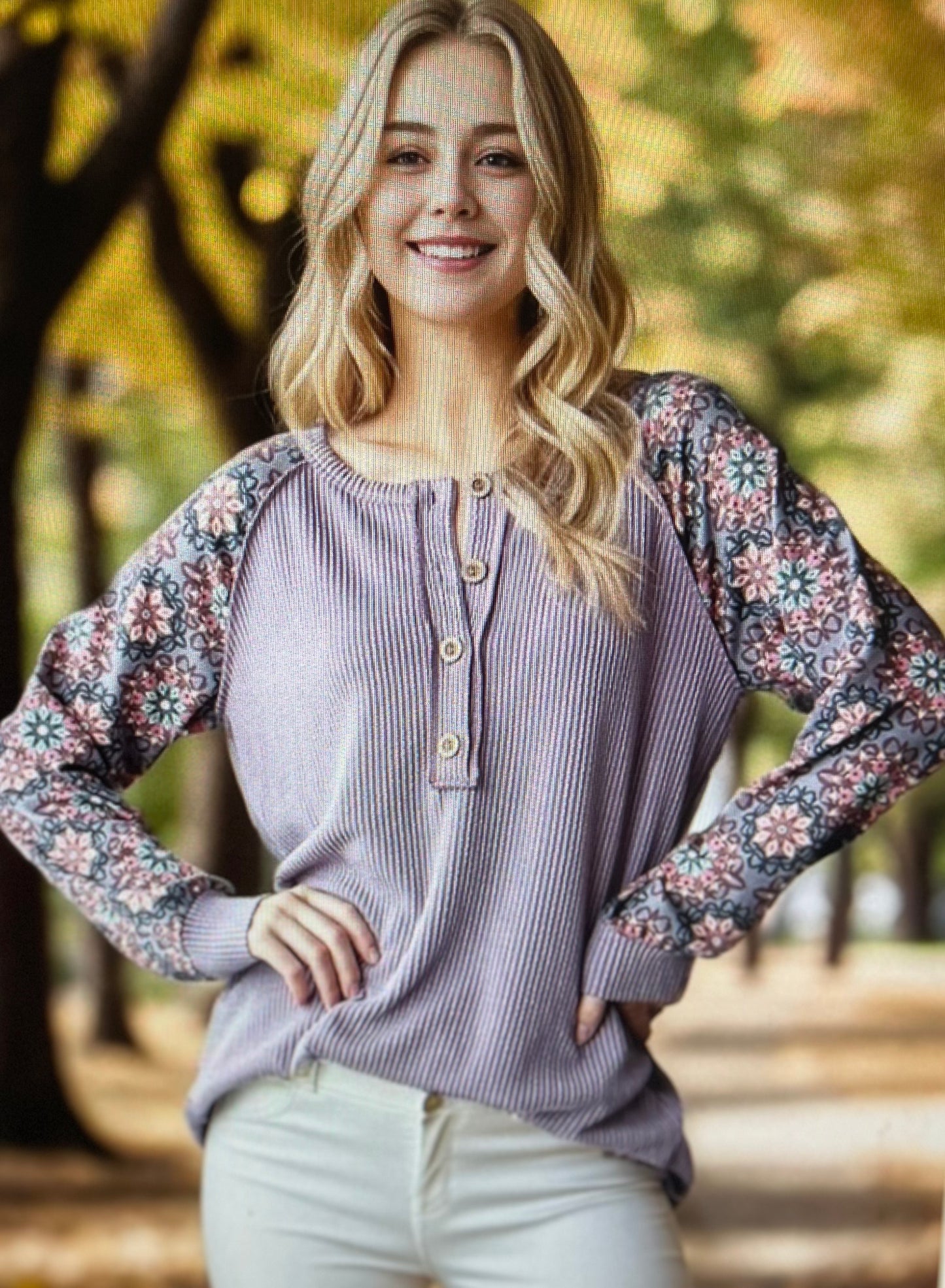 Lavender Fall Floral Top PLUS