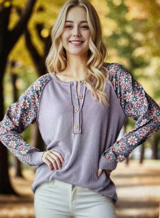 Lavender Fall Floral Top PLUS