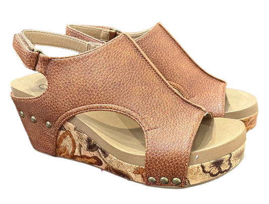 Cognac Tumbled Carley Wedge Sandal