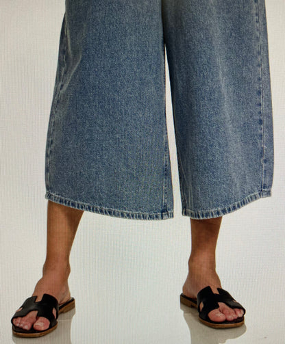 Denim Washed Wide Leg Overall