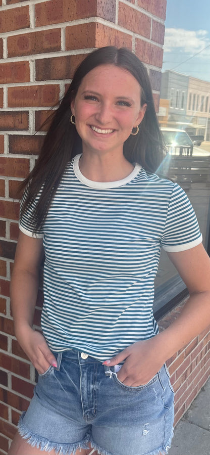 Fitted Stripe Stretch Tee