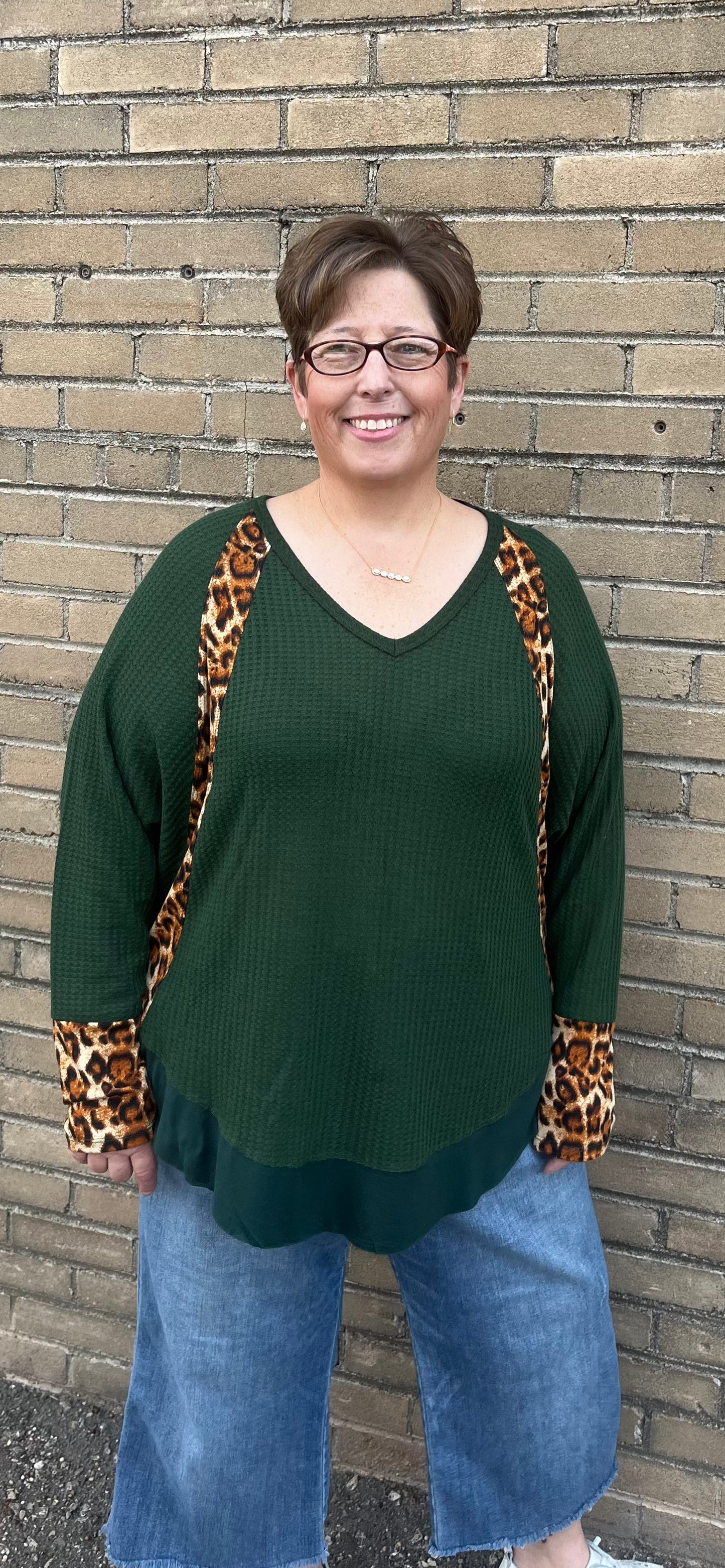 Leopard Waffle Top PLUS