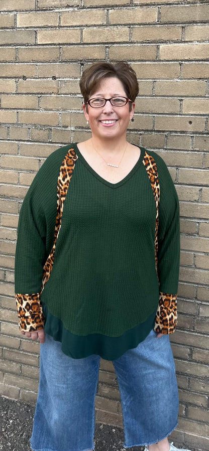 Leopard Waffle Top PLUS