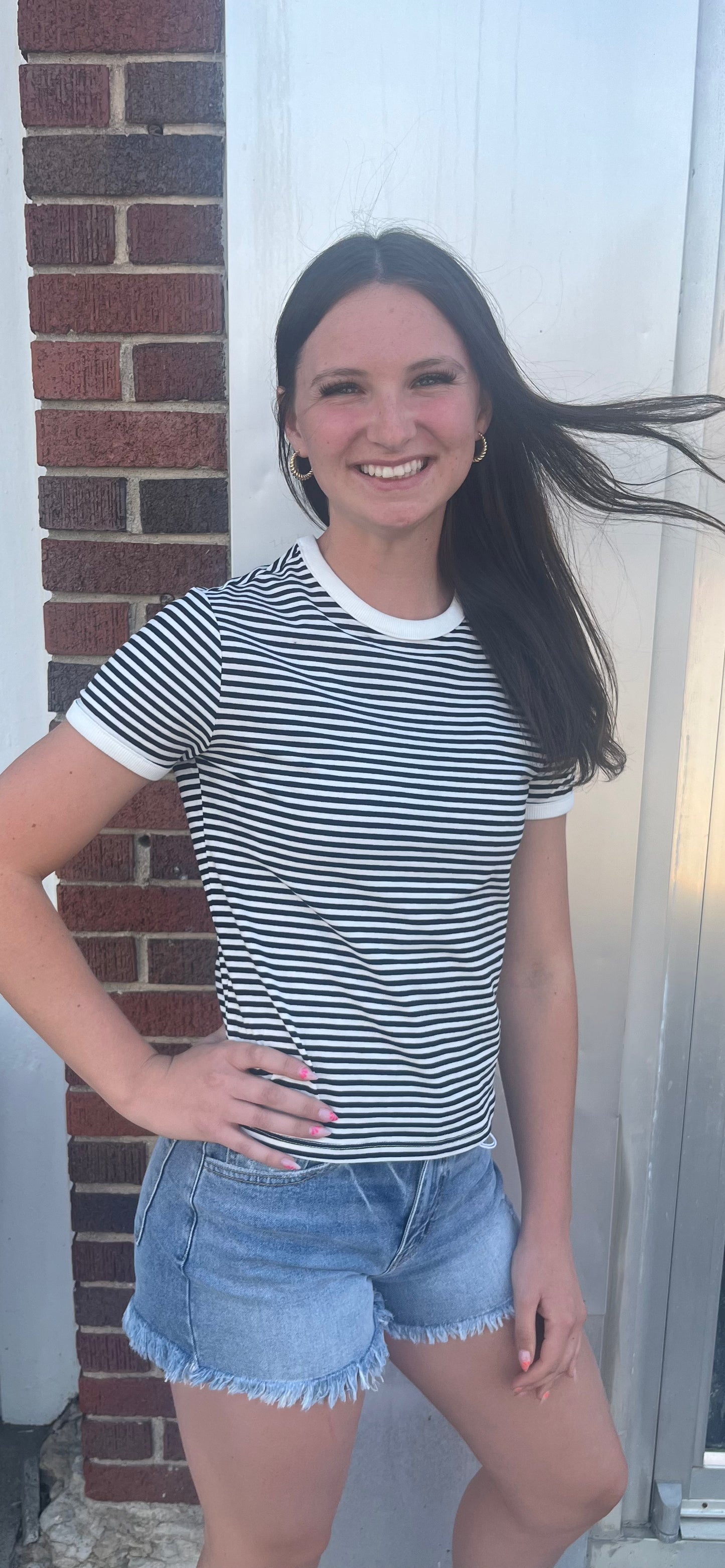 Fitted Stripe Stretch Tee