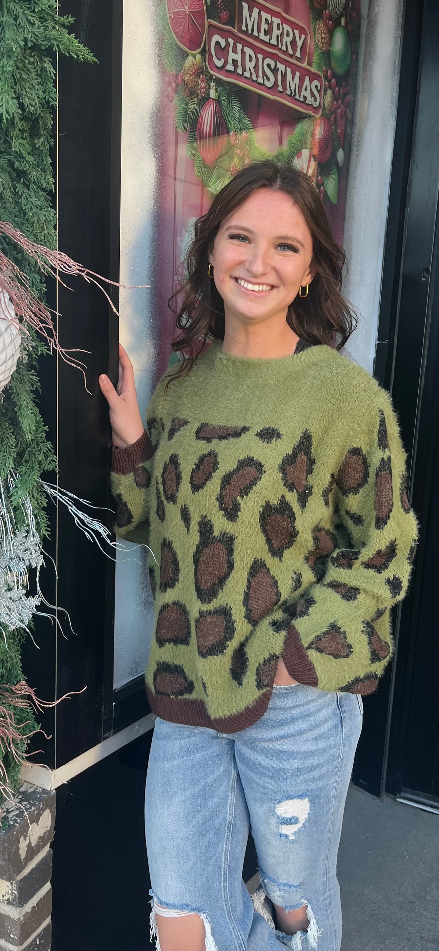 Animal Print Round Neck Sweater