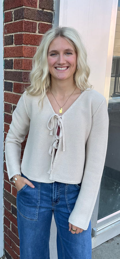 Tie Sweater Cardigan
