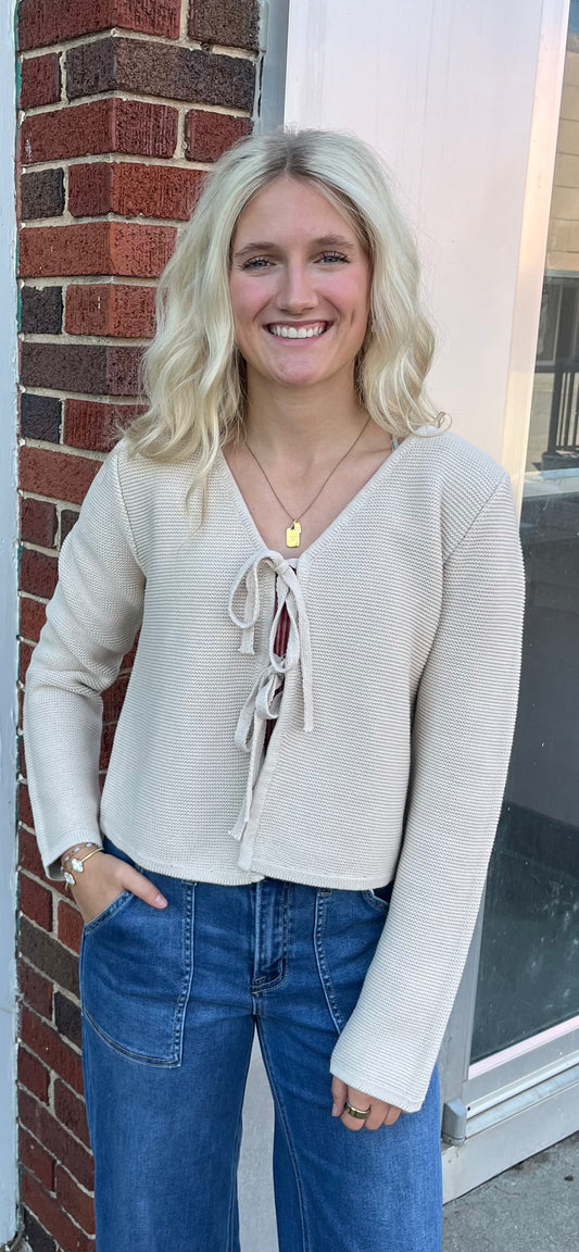 Tie Sweater Cardigan