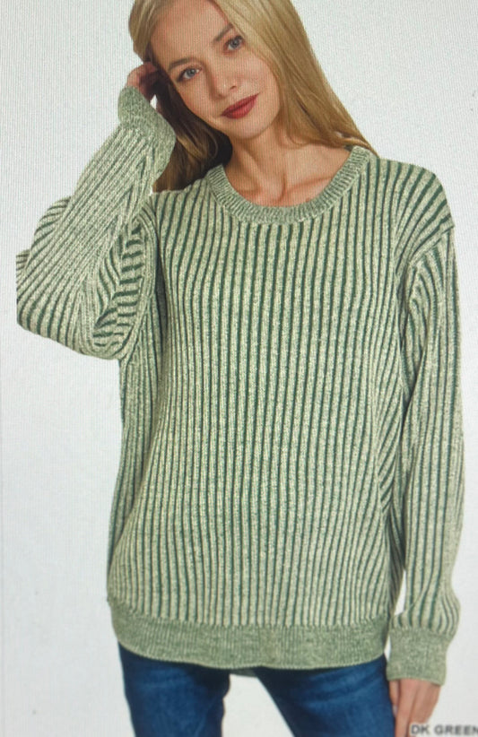 Dark Green Two-Toned Sweater