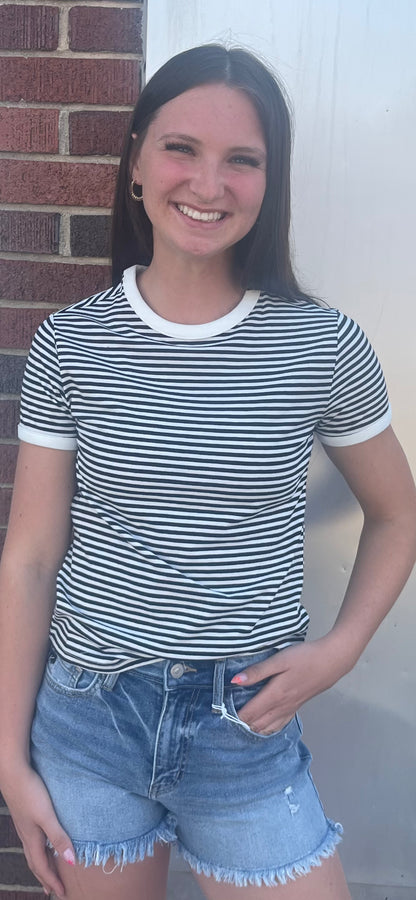 Fitted Stripe Stretch Tee