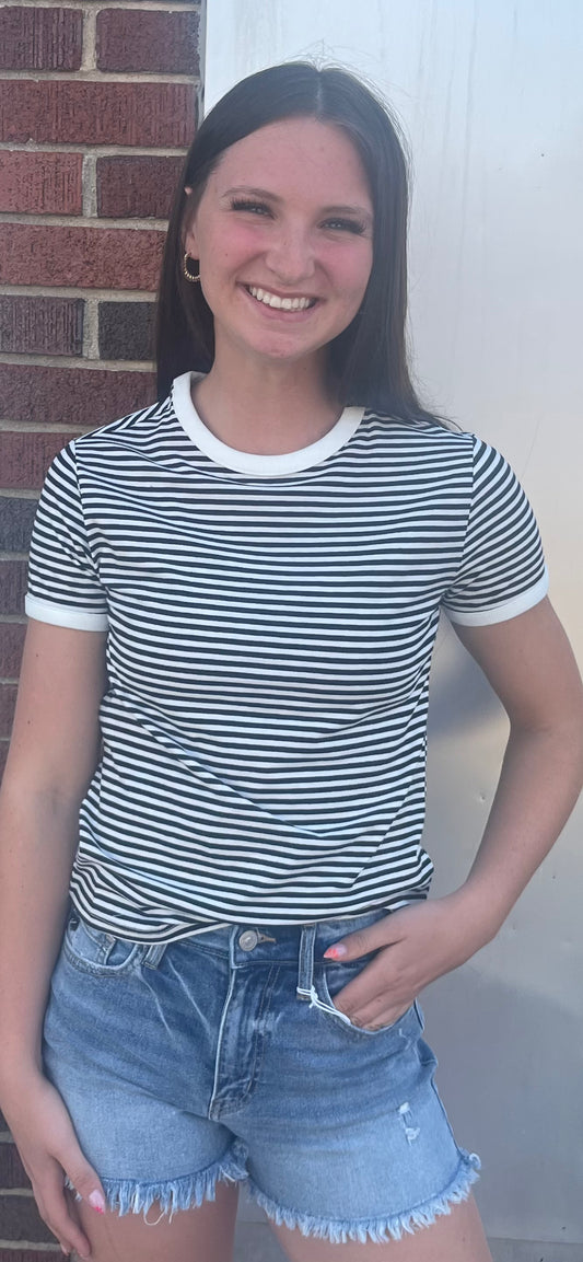 Fitted Stripe Stretch Tee