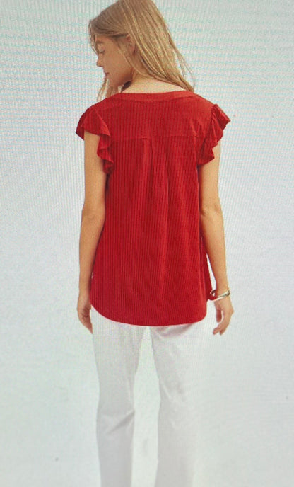 Red Liz Flutter Top
