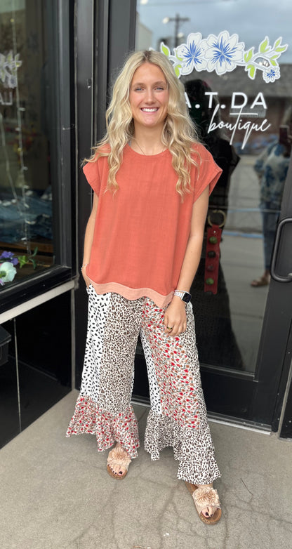 Clay Linen Blend Summer Top