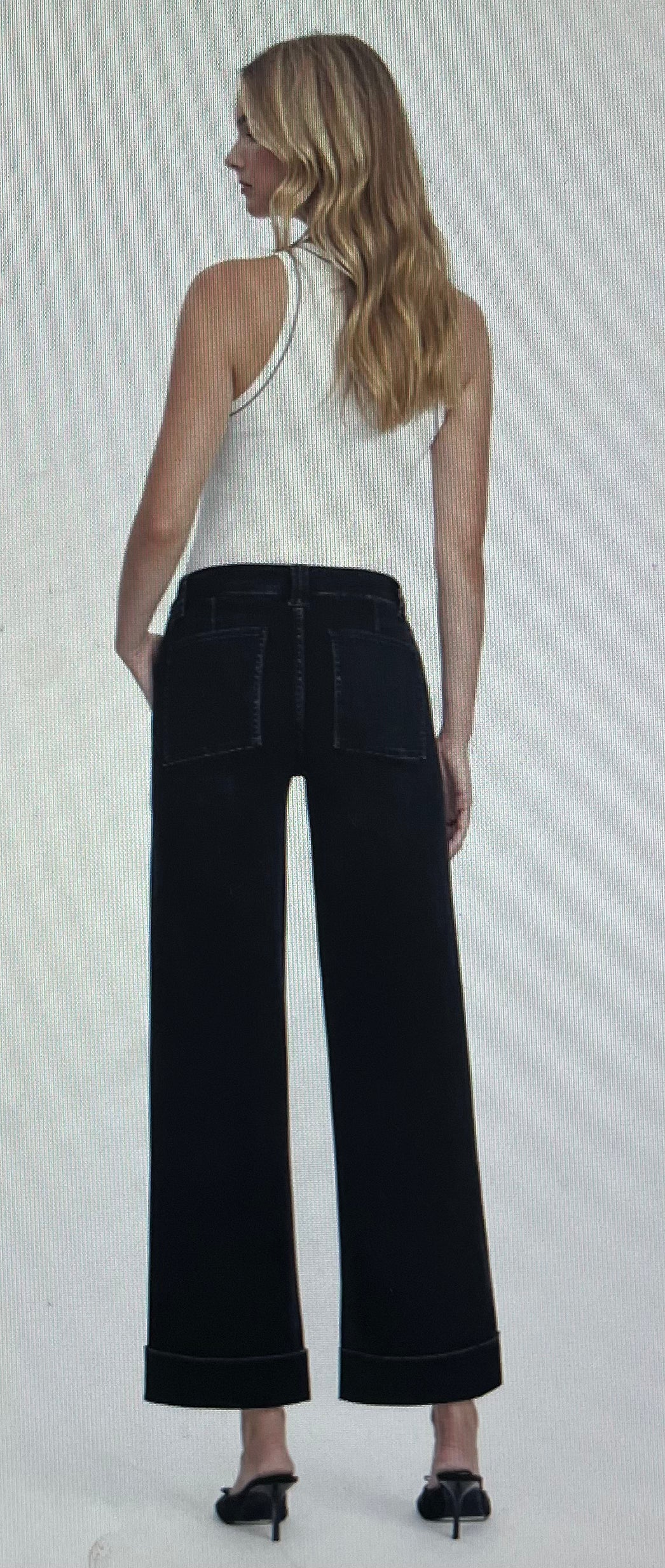 Black Super Soft Baggy Cuff Wide Leg Jean