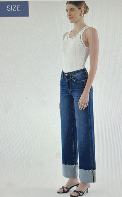 High Rise Dark Denim Cuff Jean PLUS