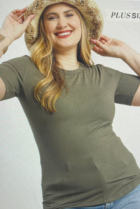 Olive Second Skin Tee PLUS