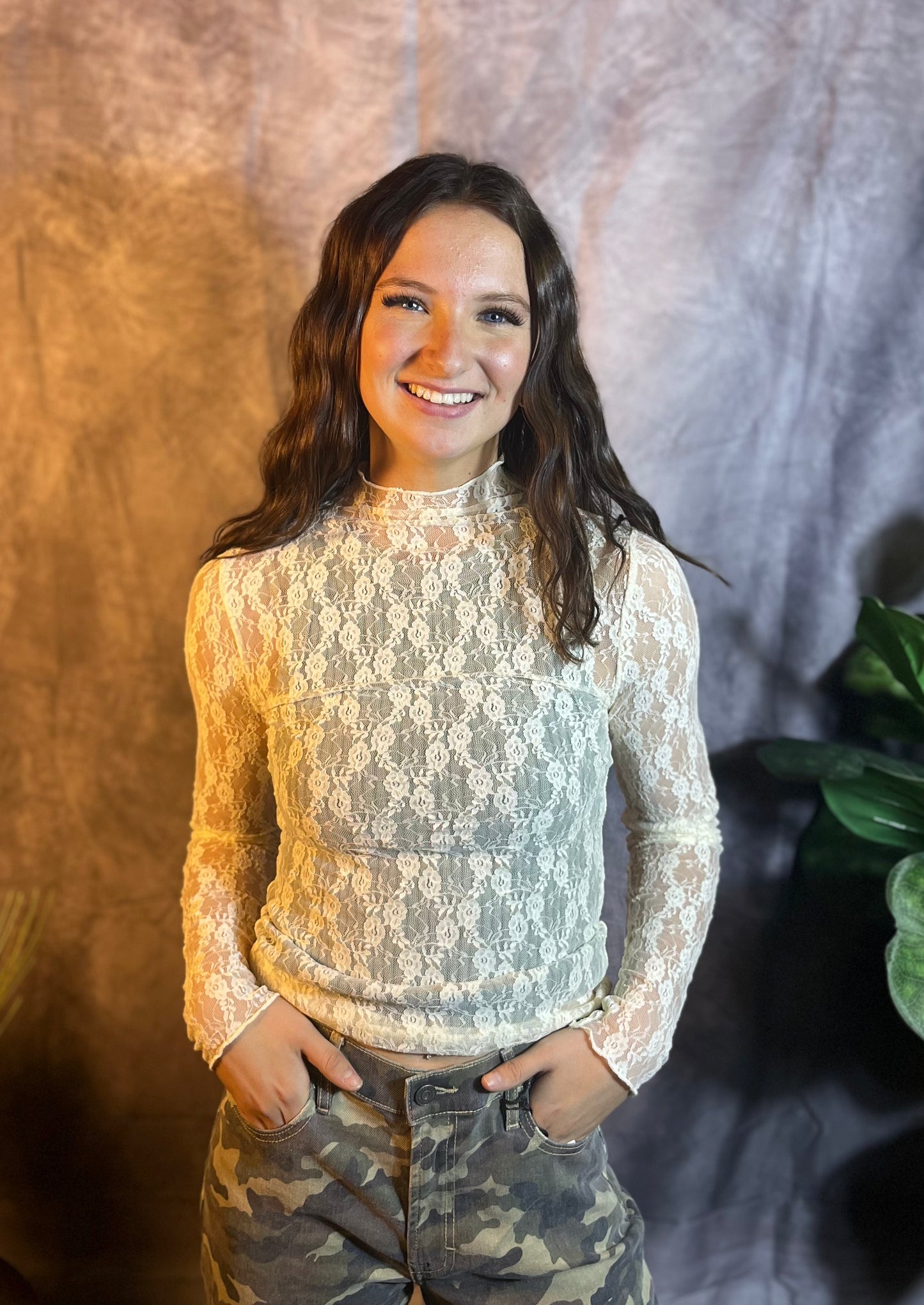 Champagne Fitted Mesh Top