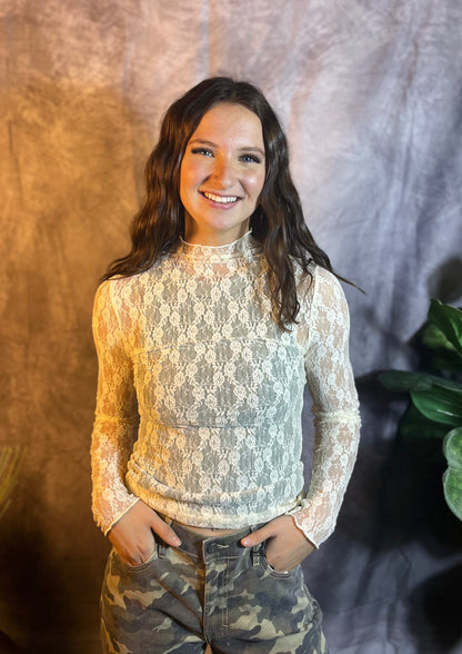 Champagne Fitted Mesh Top