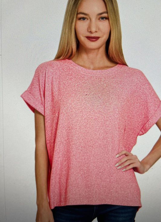 Melange Short Sleeve Top