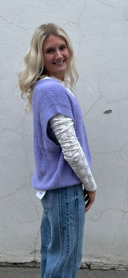 V Neck Fuzzy Sweater Vest