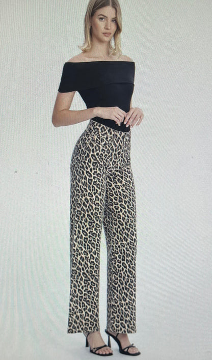 Leopard Wide Leg Jean