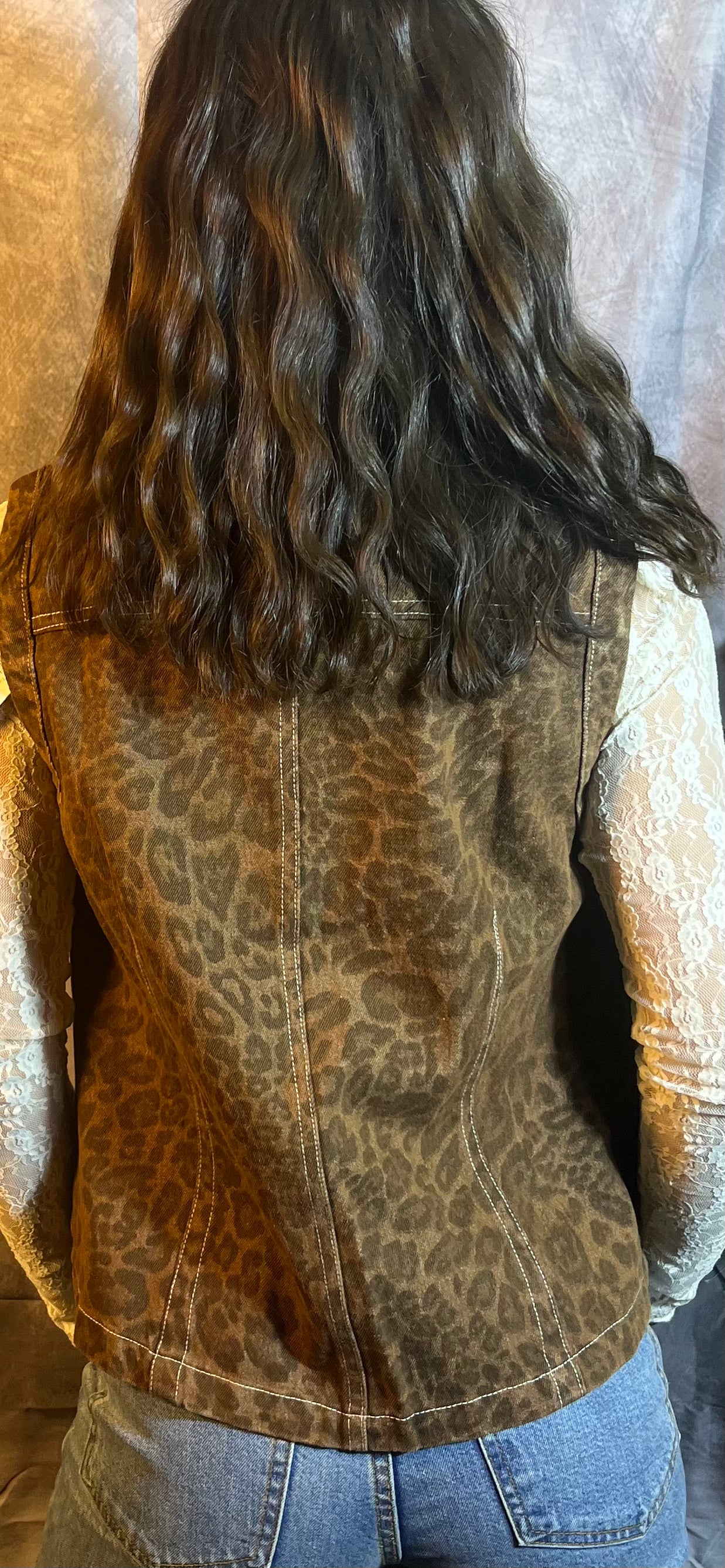 Washed Animal Print Tie Vest