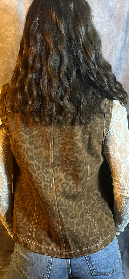 Washed Animal Print Tie Vest