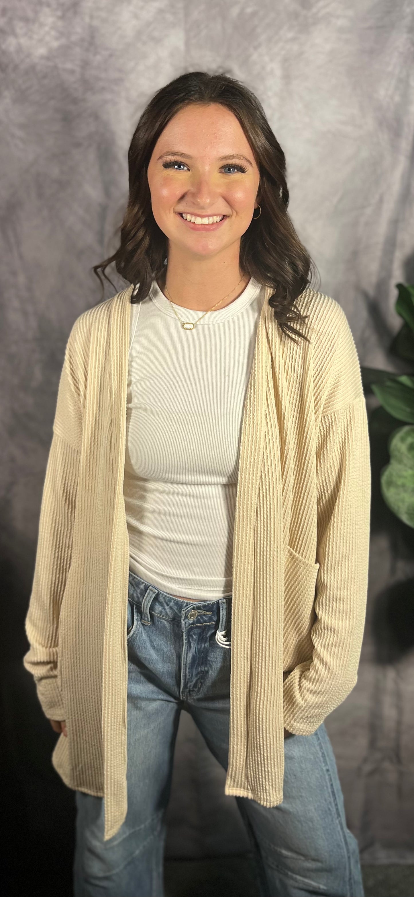 Oatmeal Ribbed Cardigan