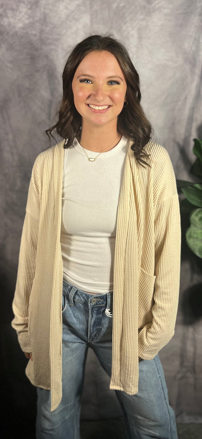 Oatmeal Ribbed Cardigan