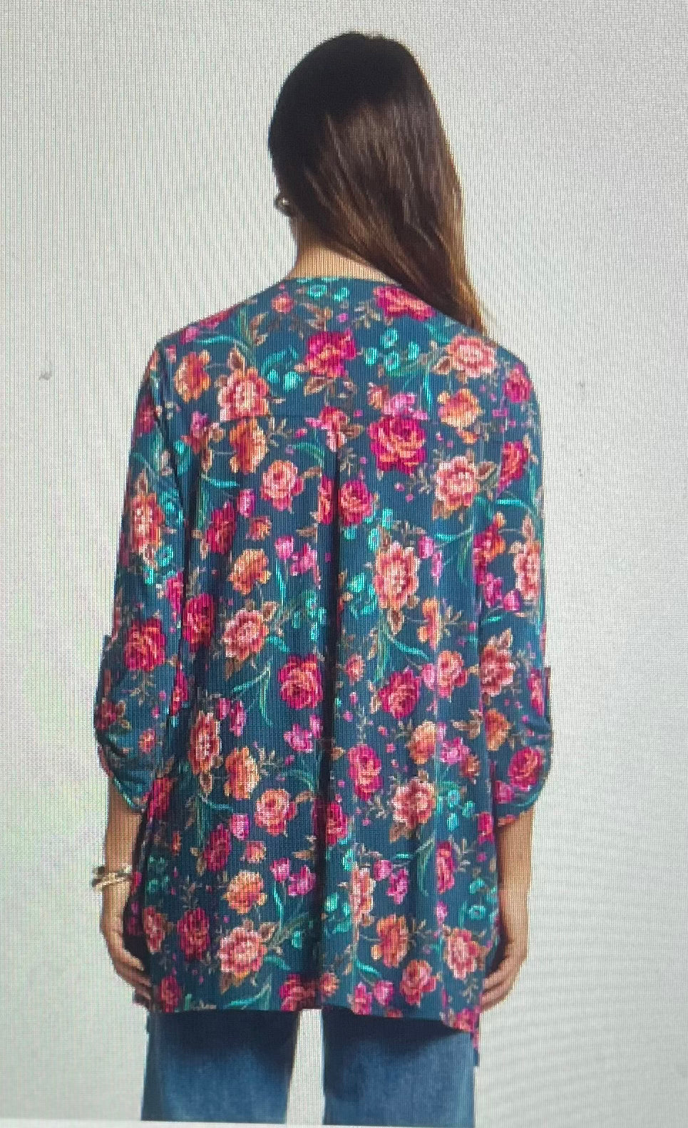 Teal Floral Fall Cardigan