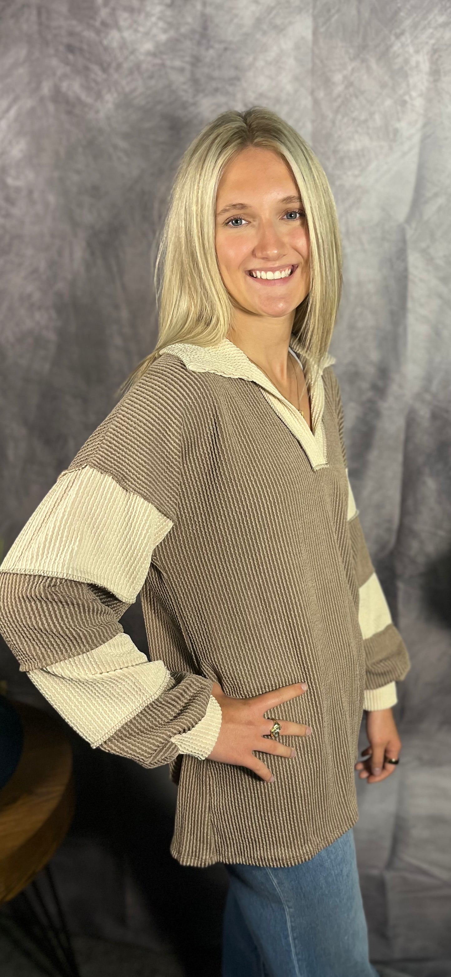 Collared Rib Vintage Top Coco