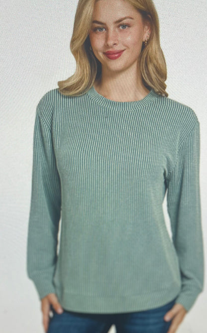Jade Ribbed Long Sleeve Top PLUS