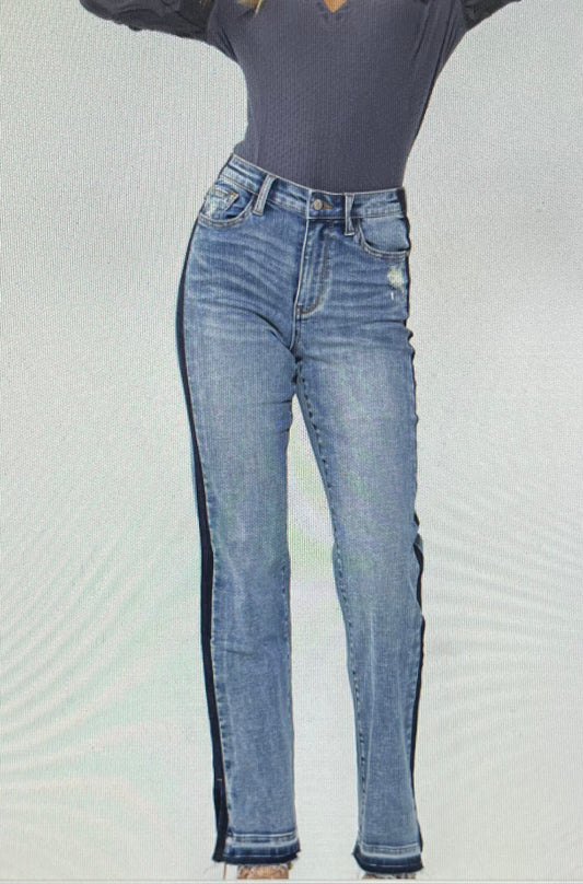Judy Blue High Waist with Side Detail Straight Leg - Plus Size