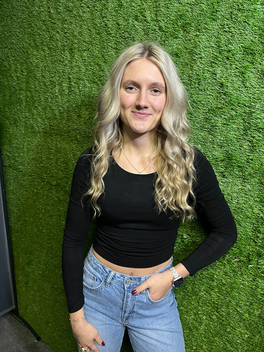 Black Long Sleeve Crop Top