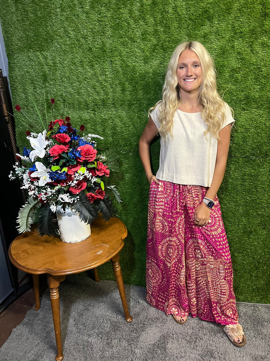 Magenta High Waist Pant