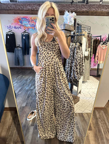 Brown Leopard Jumpsuit