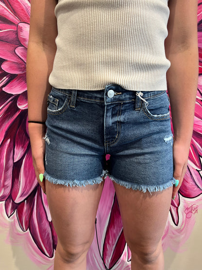 Mid Rise Dark Denim Short