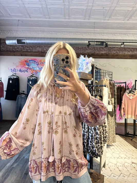 Stone Floral Boho Top