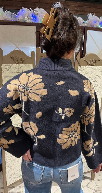 Floral Mock Neck Sweater