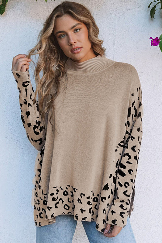 Khaki Leopard Oversized Sweater