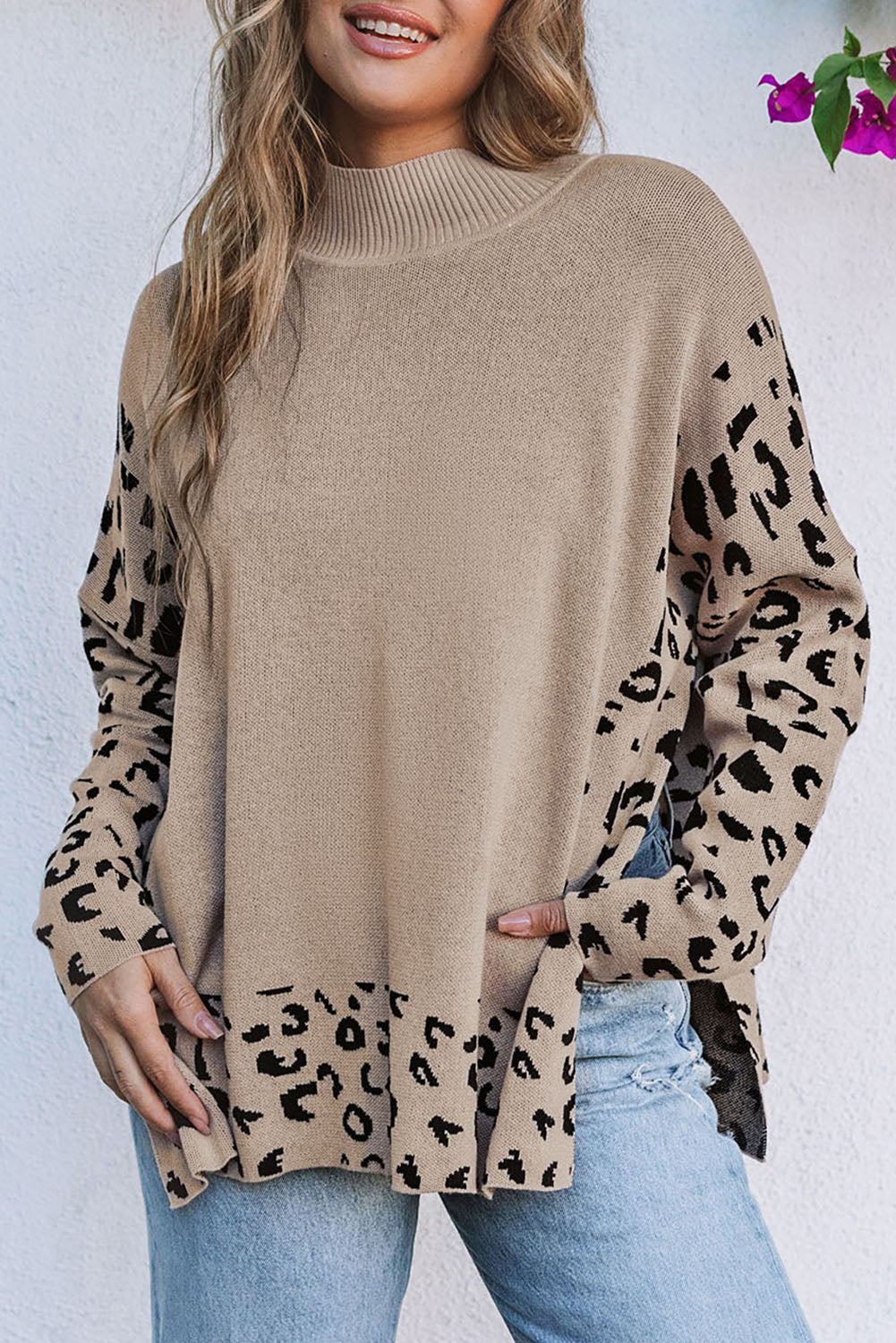 Khaki Leopard Oversized Sweater