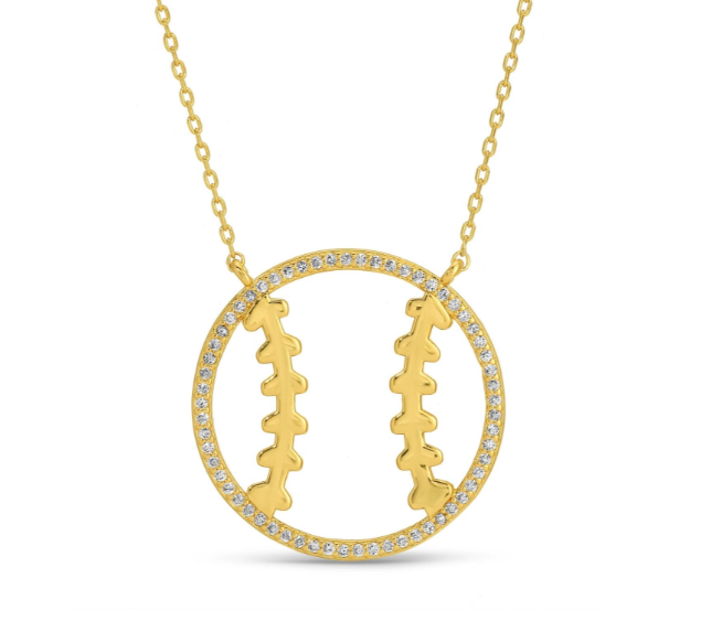 Necklace - Baseball Outline Pendant, Gold