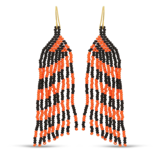 Black/Orange Long Earrings