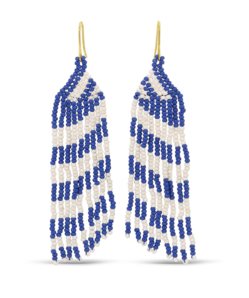 Blue/White Long Earrings
