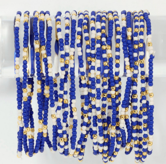 Bracelets - Set/24 Blue/White