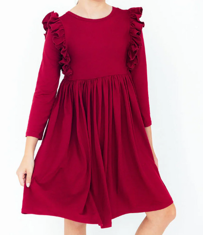 Winter Ruffle Twirl Dress