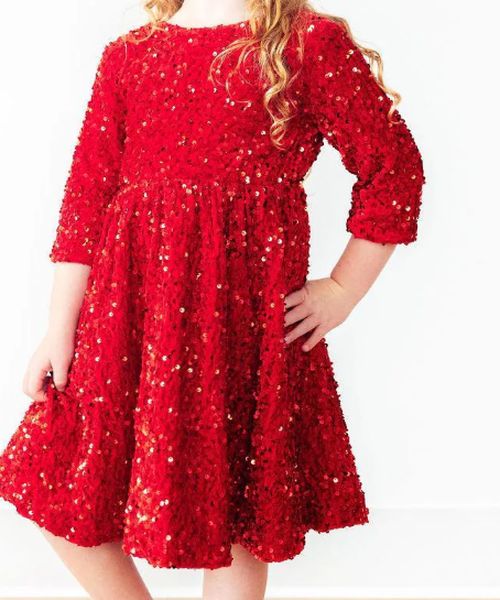 Red Velvet Sequin Dress