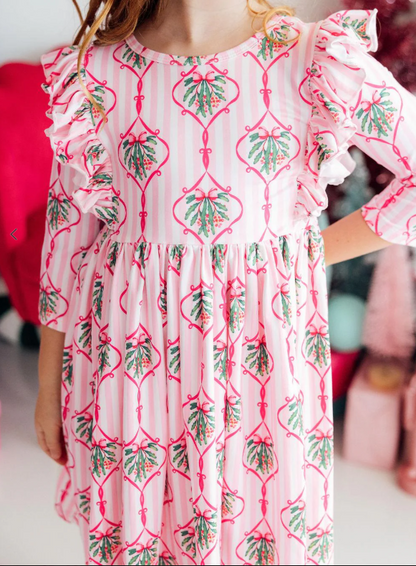 Merry Mistletoe Ruffle Twirl Dress