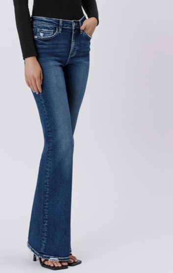 High Rise Full Length Flare Jeans