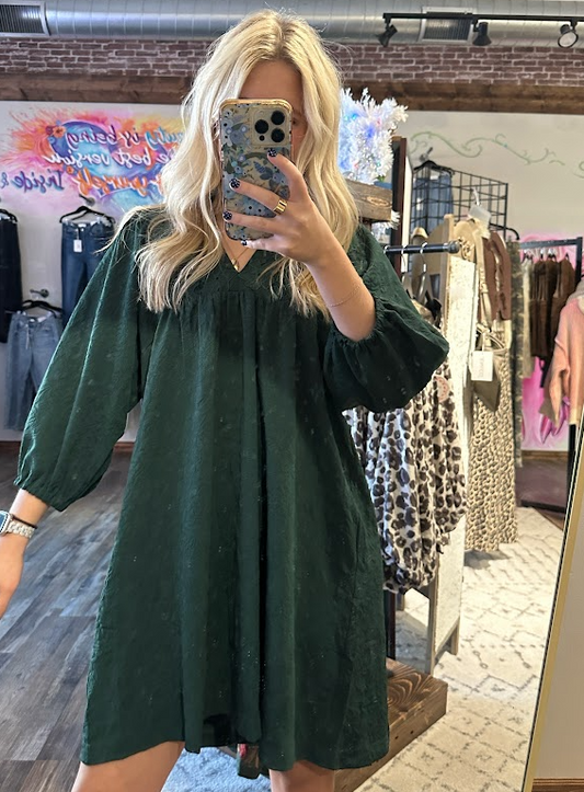Hunter Green Lace Detail Dress